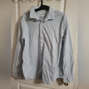 Mens good fellow blue botton down with white pearl color buttons size xl